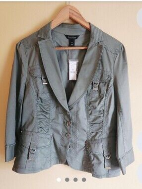 White House Black Market Olive Green Tailored Military-Style Blazer